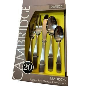 Set of 10 Pieces Cambridge Stainless Steel Madison Satin Handle Flatware